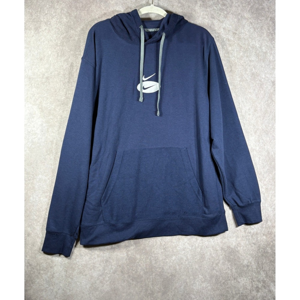Nike Hoodie Mens XL Blue Pullover Double Swoosh Graphic French Terry Active Gym